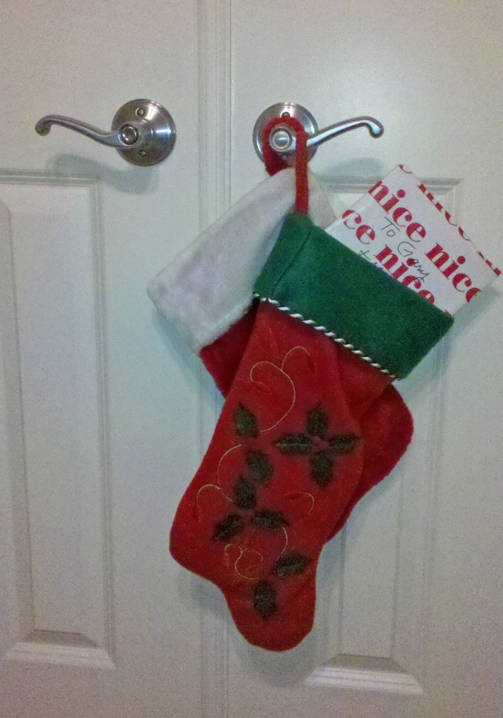Stockings on doorknob